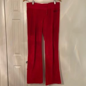 Women velour red pants